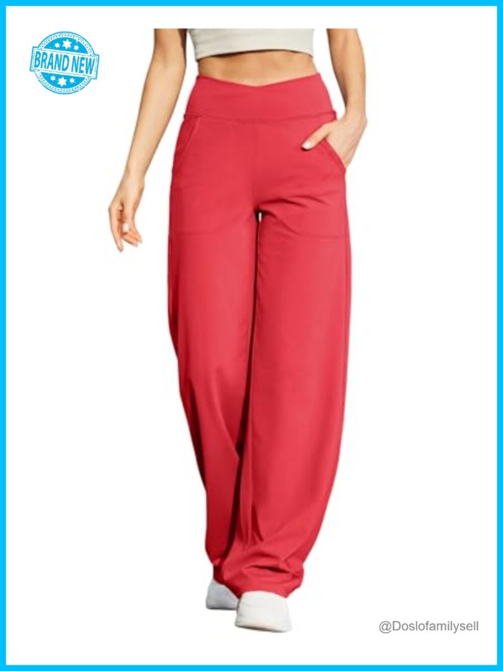 Wide Leg Yoga Pants Crossover Waist with Pockets